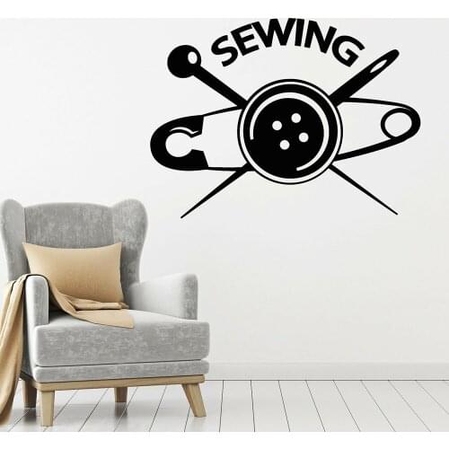 Sewing Wall Decals Designer Clothing Store Tailor Atelier Button Home Decoration Accessories Vinyl Shop Window Stickers Z553