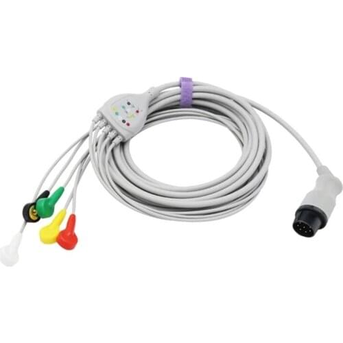 Compatible with Nihon Kohden 8 Pins Direct ECG Cable 5 Leadwires IEC Snap