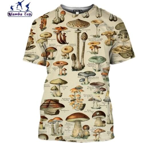 Mamba top Mushroom T Shirt 3D Print Food Wild Fungi Mens T-shirts Short Sleeve Women Tshirt Hip Hop Cartoon Tees Men Streetwear