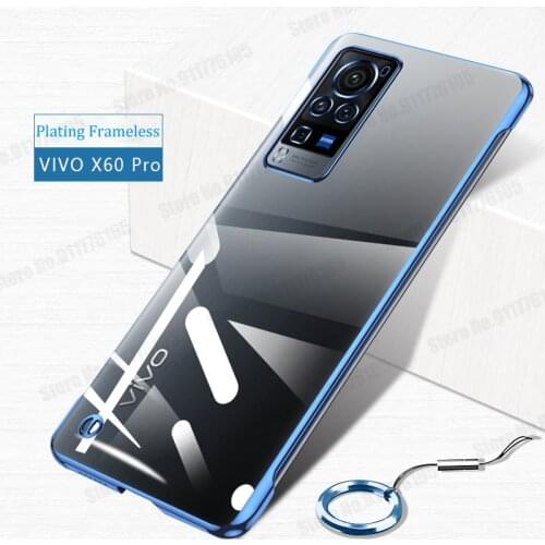 6D Plating Frameless Transparent Ring Holder Case For VIVO X60 X50 Pro IQOO 7 PRO S9 Y17 Ultra Thin Shockproof Protective Cover