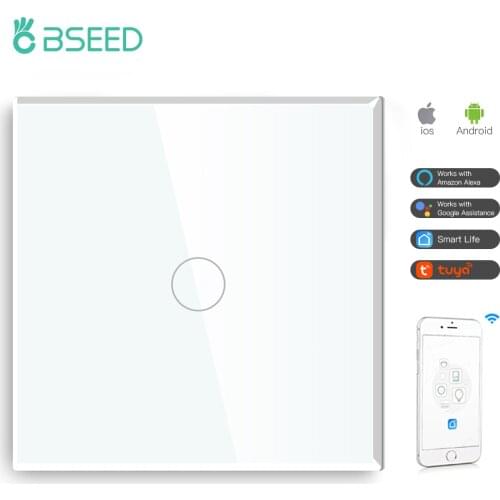 BSEED Smart EU UK 1 Gang 1/2/3 Way Touch Wifi Light Switch Smart Switches Tuya Alexa Compatible Home Decoration