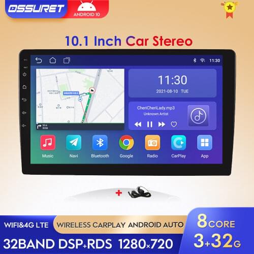 Android 10 Universal 10.1" Car GPS Radio Multimedia Player 2 Din AutoStereo Wifi BT Navigation 2G+16G 4G USB Mirror-link Touch