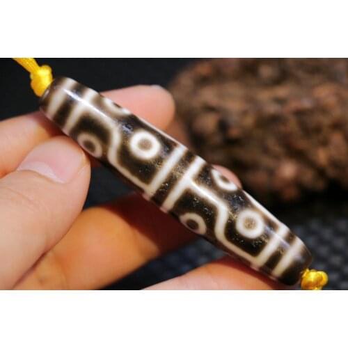 Royal Magic Power Tibetan Old Agate 12 eye Health&lucky Symbol dZi Bead 76mm Long Pendant Amulet FR AJK Timestown