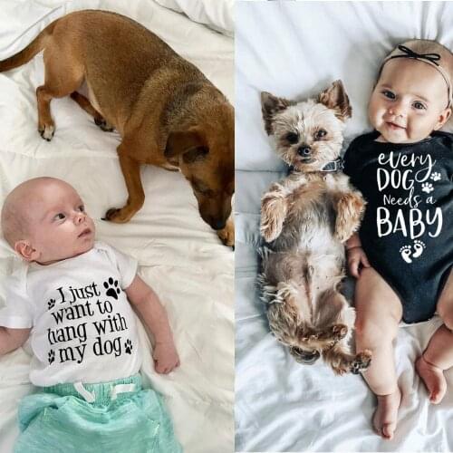 I Just Want To Hang with My Dog Baby Gender Neutral Bodysuit Baby Shower Gift Dog Sister Brother Family Dog Love My Dog Jumpsuit
