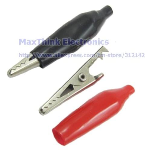 Battery Clamp Test Probe Alligator Clip W/Boot Medium Size 36mm Black & Red , 30pcs, Free shipping