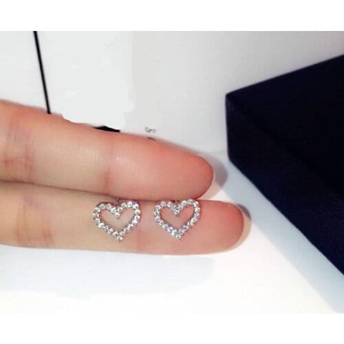 Small Stud Earrings For Women 925 sterling silver Jewelry Heart Brincos Bridal Wedding Engagement Romantic Bijouterie