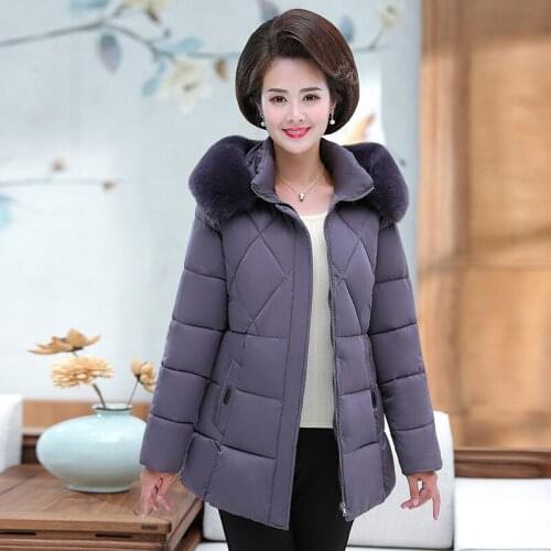 Jacket Women New Faux Fur Down Coats Hooded Solid Color 2019 Zipper cotton-padded Warm Winter Clothes Women Vestidos YL1903