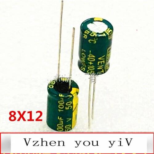 10-100pcs /lot 50v100uf high frequency low resistance long life high temperature resistance direct plug electrolytic 8X12MM