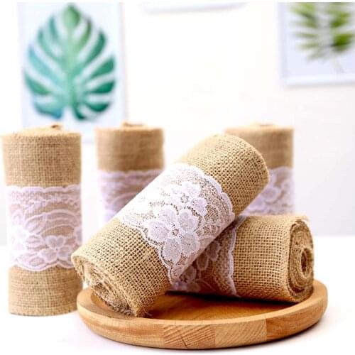15x240cm 1pcs Jute Burlap Hessian Lace Vintage Rustic Wedding Decoration Table Christmas Gift Birthday Festival Party Home Decor