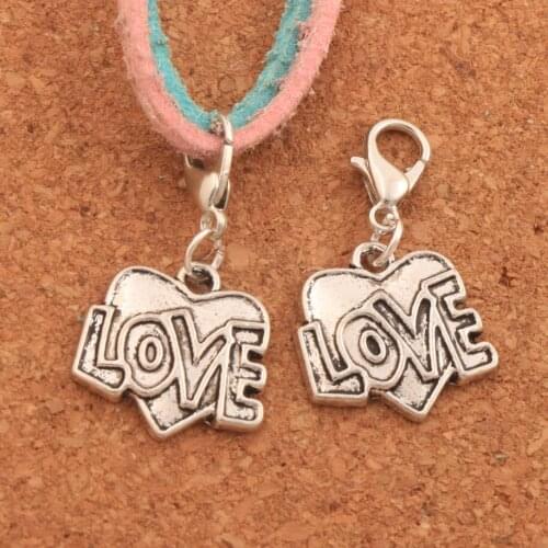 18PCS Love Letter Heart Lobster Claw Clasp Charm Beads 17.5x31.1mm Jewelry DIY C931 LZ