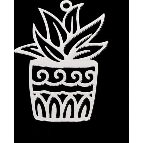 5pcs/lot 100% Stainless Steel Potted Plants DIY Earring Pendant Charm Wholesale Top Quality Pendants Factory Prices