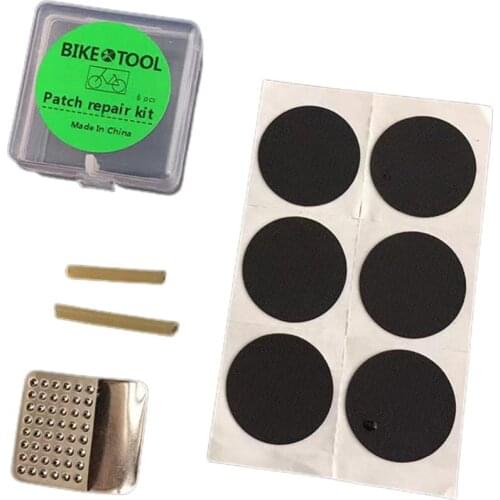 6pcs Pre-glued Patch Bike Tire Patch Repair Fix Kit Tyre Tube Glueless Patch Kit Bicycle Tools with rub pad