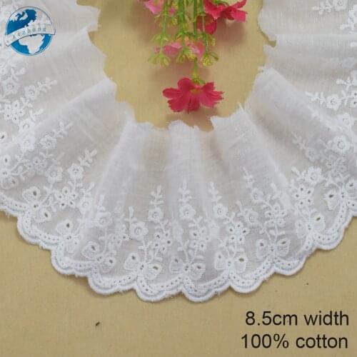 8.5cm white 100% cotton embroidery lace french lace ribbon fabric guipure diy trims warp knitting sewing Accessories#3725