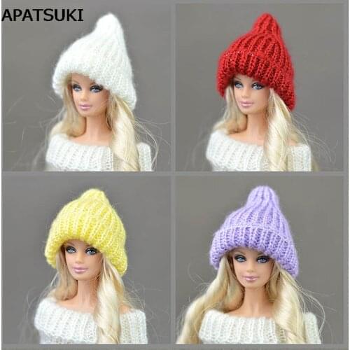 Doll Accessories Warm Winter Headwear Hairwear Woven Knitting Hats for Barbie Doll House Hat For 1/6 BJD Doll Kids Gift