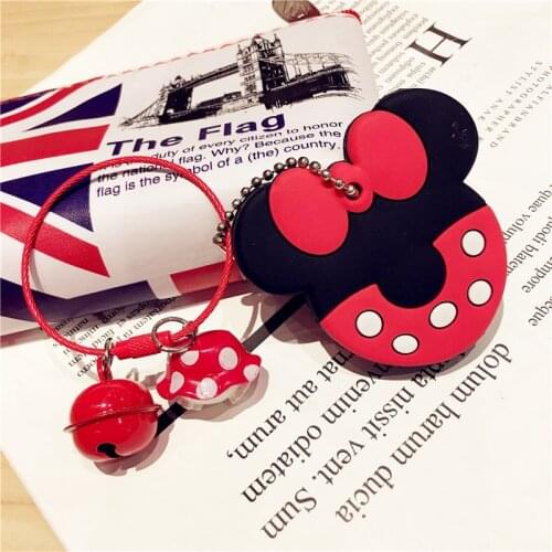 Disney Mickey Minnie Keychain Cartoon Bow Key Protector Cover Childrens Toy Card Cover Fashion Women Pendant Keychain Men Gifts