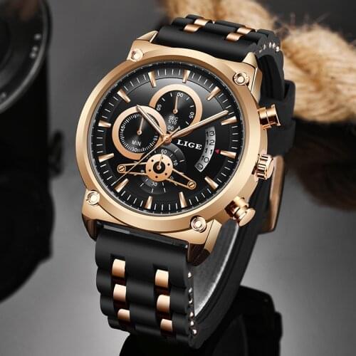 Relogio Masculino 2020 LIGE New Black Classic Mens Watches Top Brand Luxury Watch Men Sport Silicone Waterproof Quartz Clock+Box