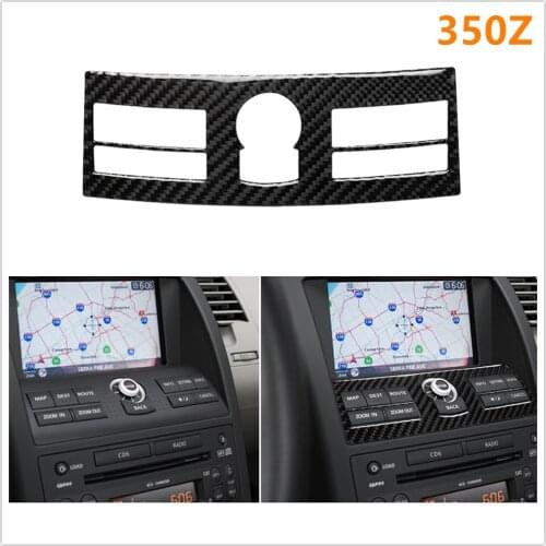 For Nissan 350Z Z33 2006-2009 Car Carbon Fiber Navigation System Control Frame Panel Cover Modification Decorative Sticker