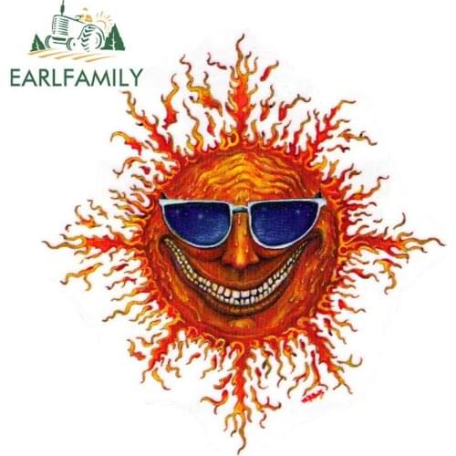 EARLFAMILY 13cm x 12.6cm Sun Car Window Sticker Cool Weird Celestial Decal Vintage Funny Unique Car Accessories Waterproof Decor