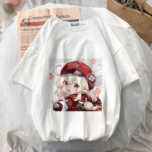 Women T-Shirt Anime Games Printed Oversized T-Shirt Female Harajuku Summer Genshin Printing Oversized T-Shirt Tops Woman Clothes