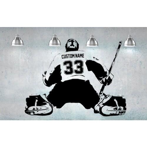 Hockey Goalie player Wall art Decal sticker personalized Name number home decor Wall Stickers For Kids Room Boy Bedroom A184