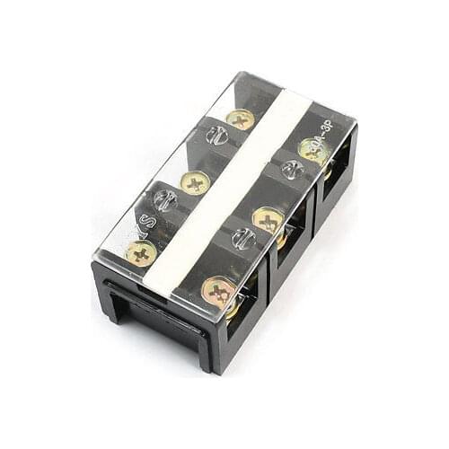 600V 60A Dual Rows 3P 3-Positions Barrier Terminal Block Black