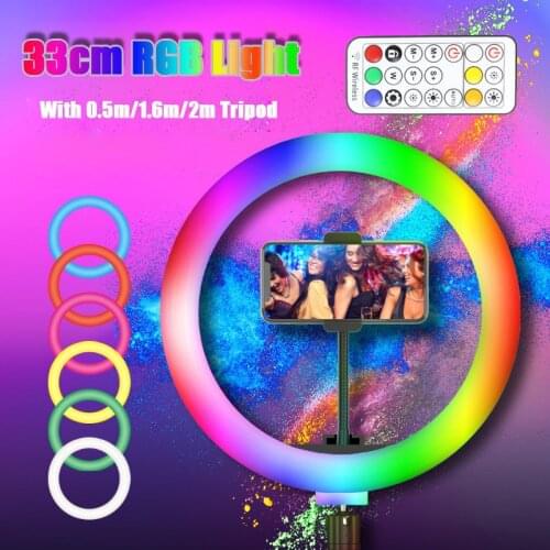 13inch RGB Led Selfie Ring Light With 0.5m 1.6m 2m Tripod Colorful 33cm Photographic Lighting With Remote Control For Youtube