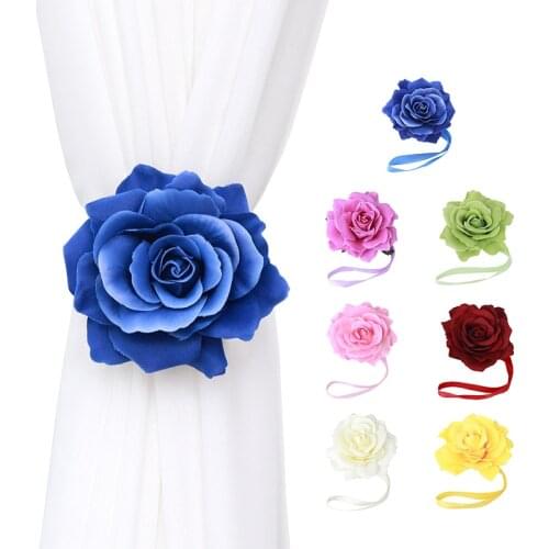 Creative Peony Flower Curtain Cord Tie Magnet Curtain Clips Tied Flowers Home Decor Tieback Holder Curtain Buckle Strap