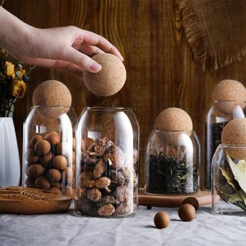 OTHERHOUSE Kitchen Storage Containers Clear Glass Food Storage Jar Bottle with Wood Plug Kitchen Organizer Jars