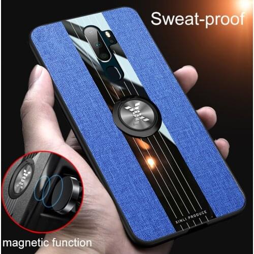 Magnetic Shockproof Case for OPPO A11X A11 X A5 A9 2020 Phone Back Cover Silicone TPU Cloth Stand Ring Holder 360 Protective Bag