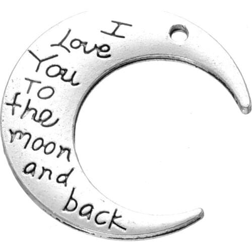 Moon Charms Antique Silver I Love You To The Moon And Back Charm Pendant 30*9.3mm 200pcs CHF012