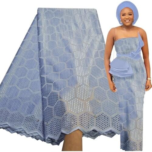 Fabricbob 2021 Latest Swiss Voile Lace In Switzerland 2.5 Yards Nigerian Party Rhinestones Embroidery African Lace Fabric