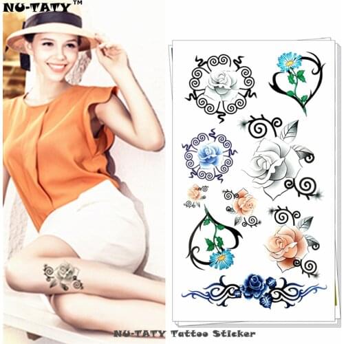 Nu-TATY Sexy flower Temporary Tattoo Body Art Arm Flash Tattoo Stickers 17*10cm Waterproof Fake Henna Painless Tattoo Sticker
