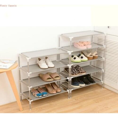 New Stainless steel Fabric Storage Shoe Rack Hallway Cabinet Organizer Holder 2/3/4/5/6 Layers Select Shelf DIY Home Furniture