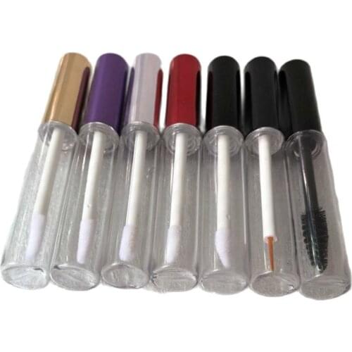 5ML 50pcs Clear Empty Lip Gloss Tube with Gold/Purple/Silver Cap DIY Plastic Portable Liquid Lipstick Bottle Makeup Tool