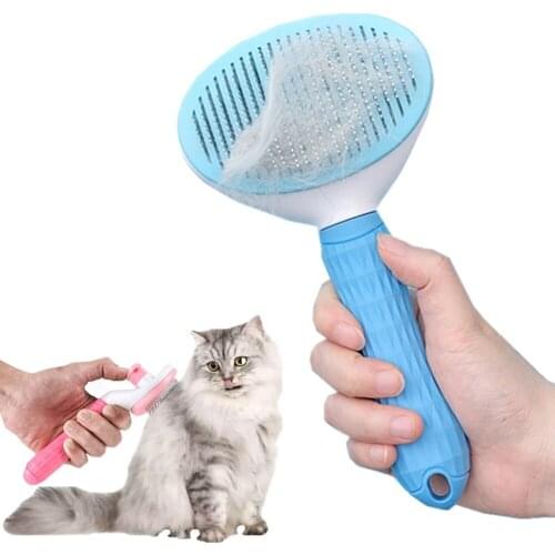 Cat Grooming Brush Dog Hair Removal Needle Comb Pet Massage Brush One Button Self Cleaning Cat Comb Grooming Tools Pet Products