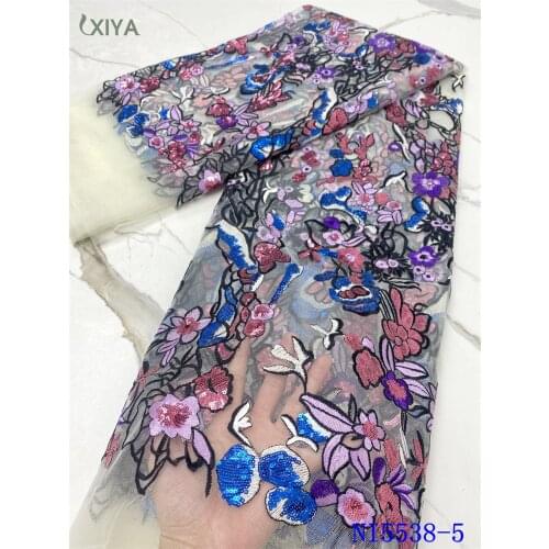 High Quality Sequin Lace Fabric Embroidery African French Tulle Lace Fabric for Woman Dress Nigerian Sequence Lace Fabric NI5538