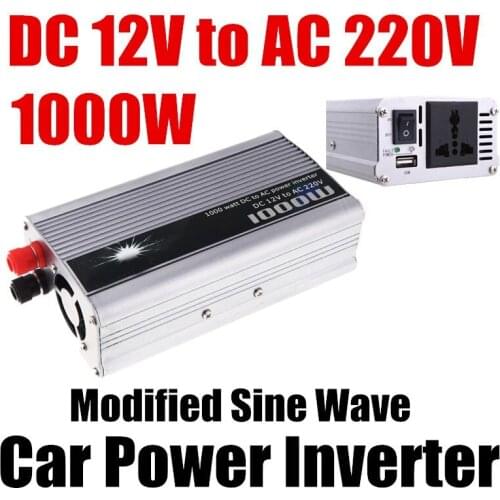 DC 12v to AC 220v USB charger modified sine wave car voltage transformer hot sale 1000W car Power Inverter converter