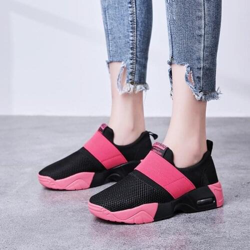 Large Size Summer Slip-on Womens Running Shoes Sport Sneakers Woman Sports Shoes for Women 2020 Black Pink Trainers 2021 B-1297