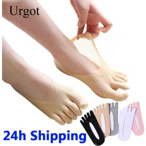Urgot Women Summer Five-finger Socks Female Ultrathin Sock Funny Toe Invisible Sokken Silicone Non-skid Breathable Anti-friction
