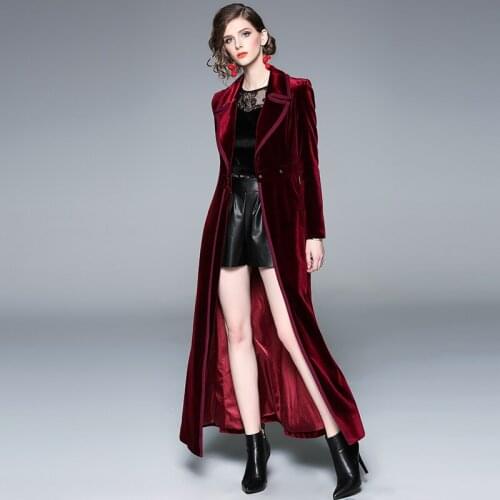 ZUOMAN Women Autumn Winter Long Maxi Velvet Trench Coat Female High Quality Vintage Blazer Designer Elegant Outerwear & Coats