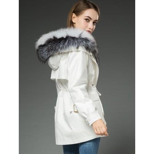 2020 Winter Coat Women Rabbit Fur Liner Parka Real Fur Coat Female Fox Fur Collar Warm Long Jacket Manteau Femme MY4572