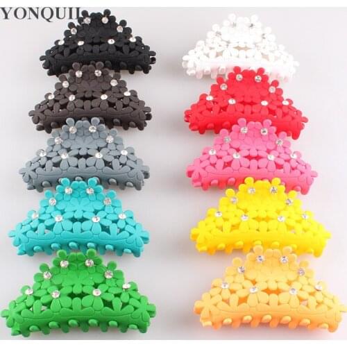 10.5*4.5 CM Large Hair Claws Strong Crab Hair Clips Clamp Flower with Crystal Hairpin Hair Accessory for Women 6Pcs/Lot SYHC60