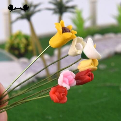 10pcs Rose Tulip Calla Lily Daisy Sun Flower Model Micro Landscape Decoration Sand Table DIY Handmade Decoration