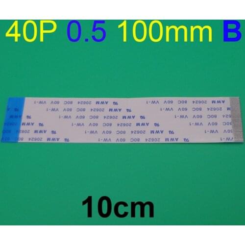 2pcs FFC FPC flat line flexible cable 0.5mm pitch 40 pin B Reverse Length 100mm 10cm Ribbon Flex Cable AWM 20624 80C 60V VW-1