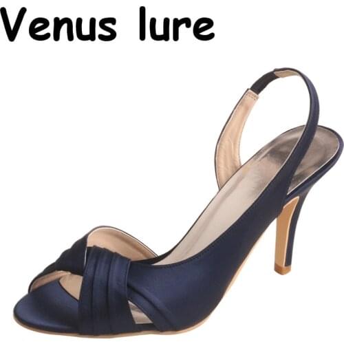 23 Colors Navy Shoes Elegant Women Party 9CM Heel Ladies Sandals Slingback Size 8