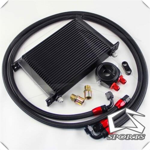 25 Row AN8 Engine Oil Cooler+ 3/4*16 & M20 Filter Adapter Hose Kit