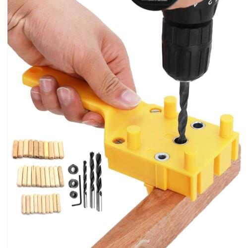 38 Pcs Woodworking Straight Drilling Positioning Doweling Jig Kit 6/8/10 Mm Handheld Wood Dowel Drilling Clip Woodworking Tools
