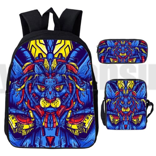 3D Tiger Wolf Dragon Backpack Abstraction Animal Lion Book bag HipHop Pencil case Terror Skull Ghost School Bags Shoulder bag