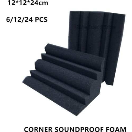 6/12/24pcs 120*120*240mm Acoustic Soundproof Foam High Density Flame Retardant Bass Trap Sound Absorption Studio Corner Foam