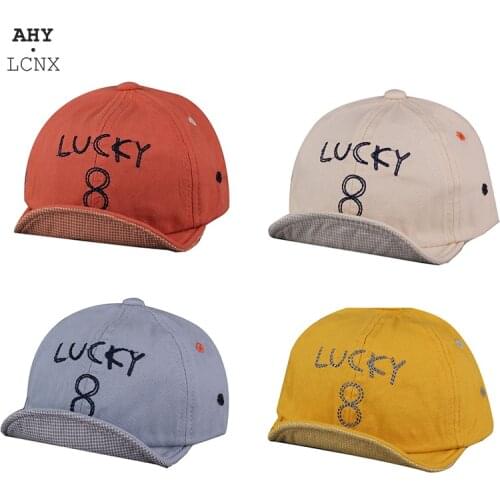 0-12M Letter embroidery Lucky 8 Baby Baseball Cap Boys Girls Soft Brim Hat Summer Autumn Infant Kids Sun Hats